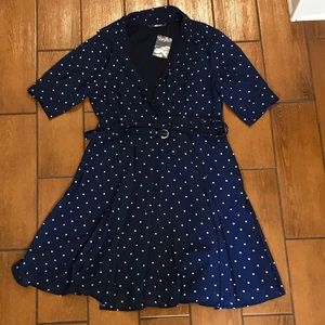 Eshakti blue and white polka dot dress